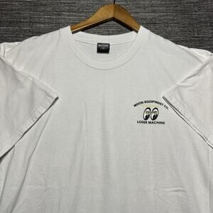 Mooneyes Shirt Men's XL White Short Sleeve Moon Equipment Vintage Loser Machine